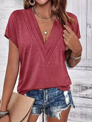 V-Neck Short Sleeve Casual Top