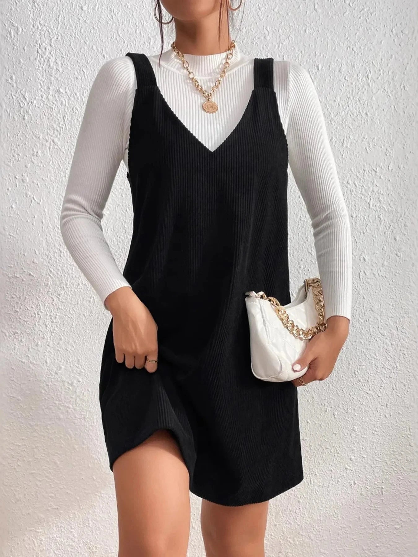 V-Neck Sleeveless Mini Dress