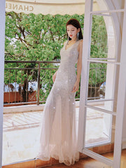 V-neck Sparkling Sequined Fishtail evening Dress