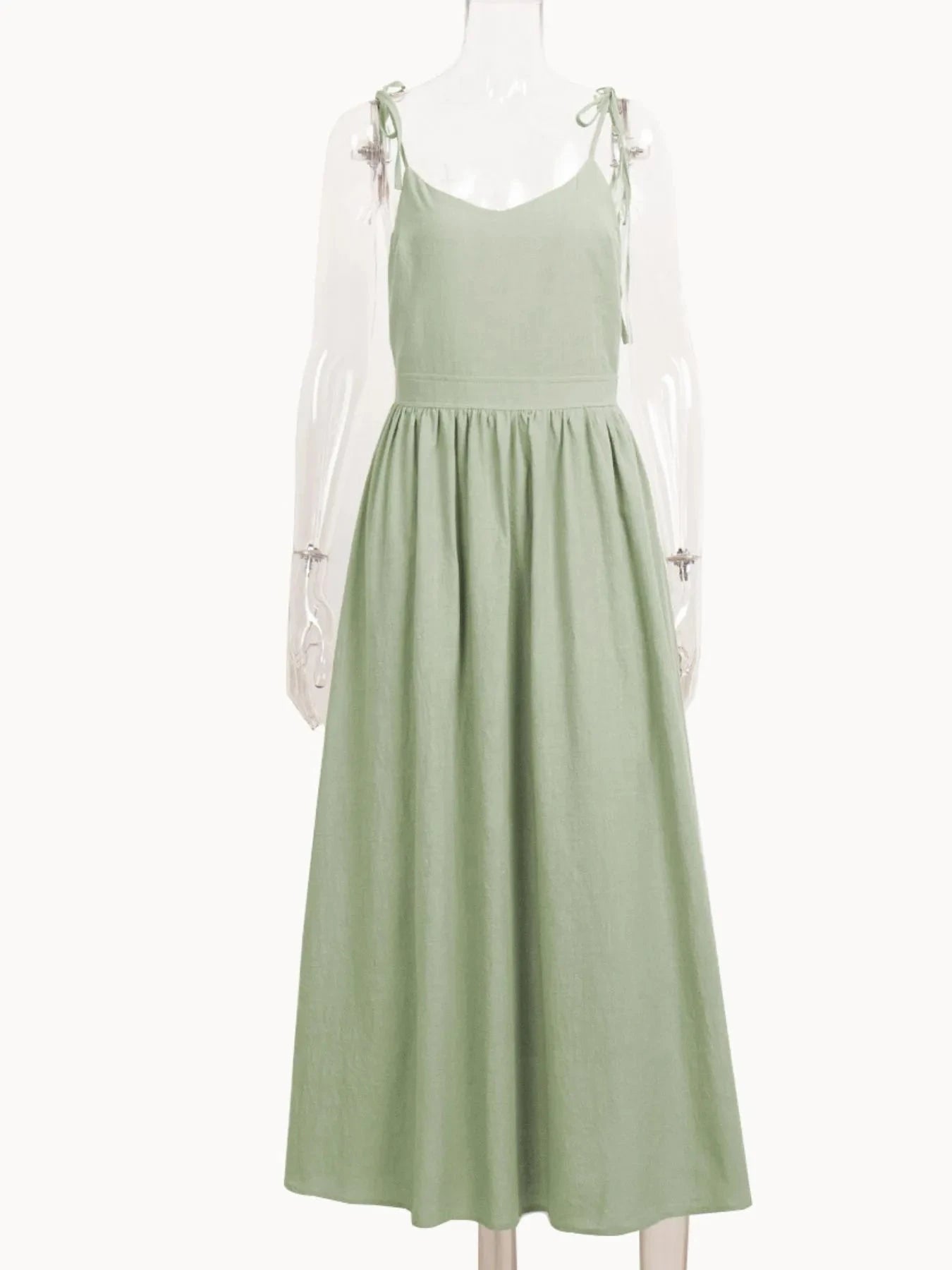 V-Neck Tie Shoulder Maxi Dress