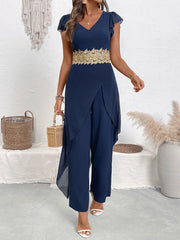 V-Neck Wide Leg Jumpsuit