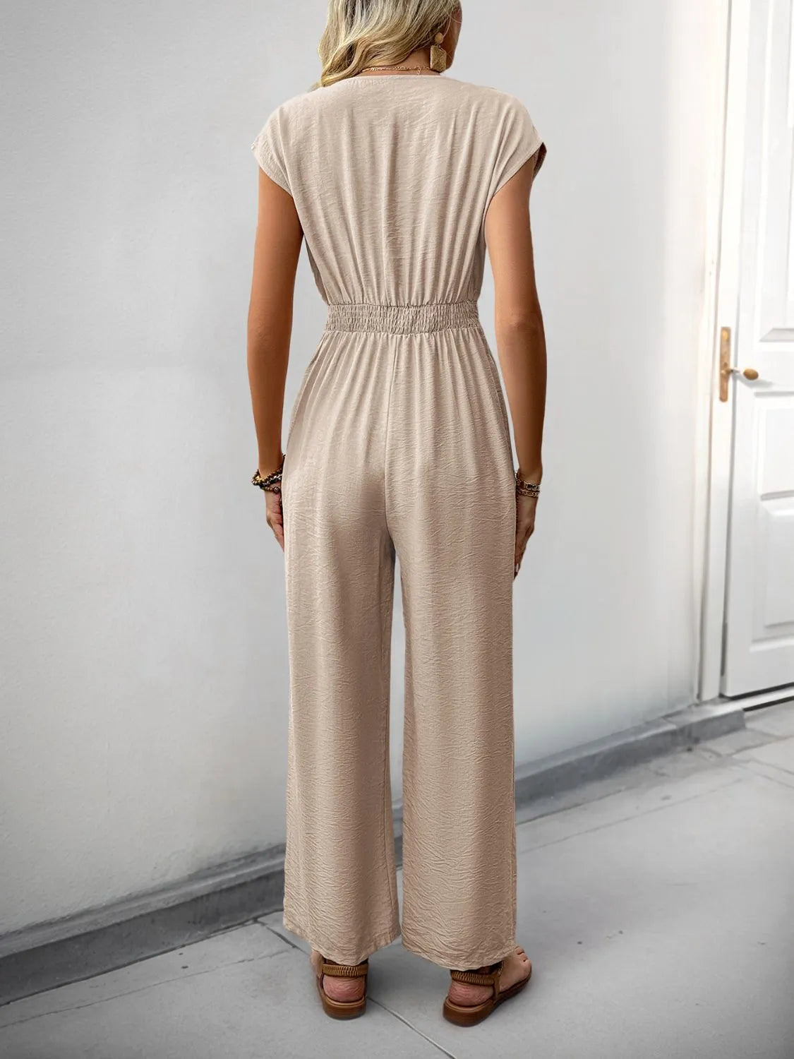 V-Neck Wide Leg Jumpsuit
