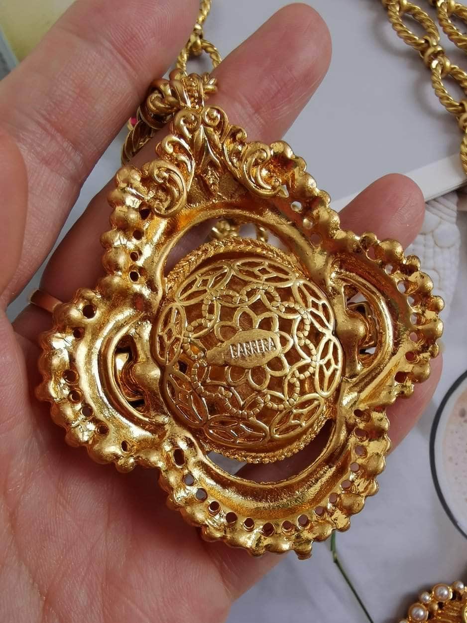 Victorian Pendant Link Chain Gemstone Statement Necklace