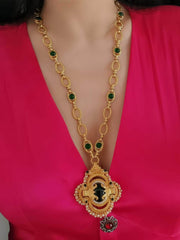 Victorian Pendant Link Chain Gemstone Statement Necklace