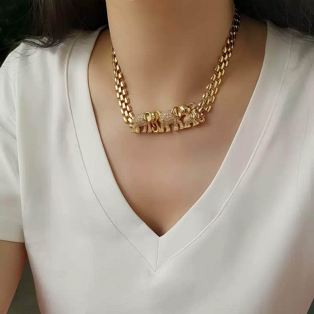 Vintage Haute Couture Crystal Elephant Necklace