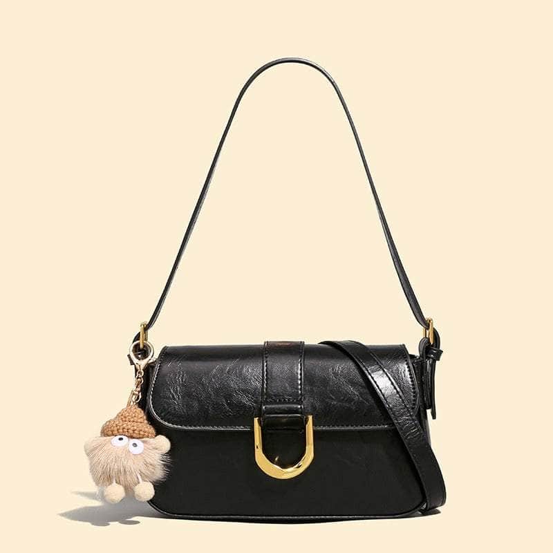 Vintage Leather Shoulder Bag Black