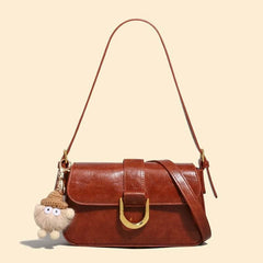 Vintage Leather Shoulder Bag Brown