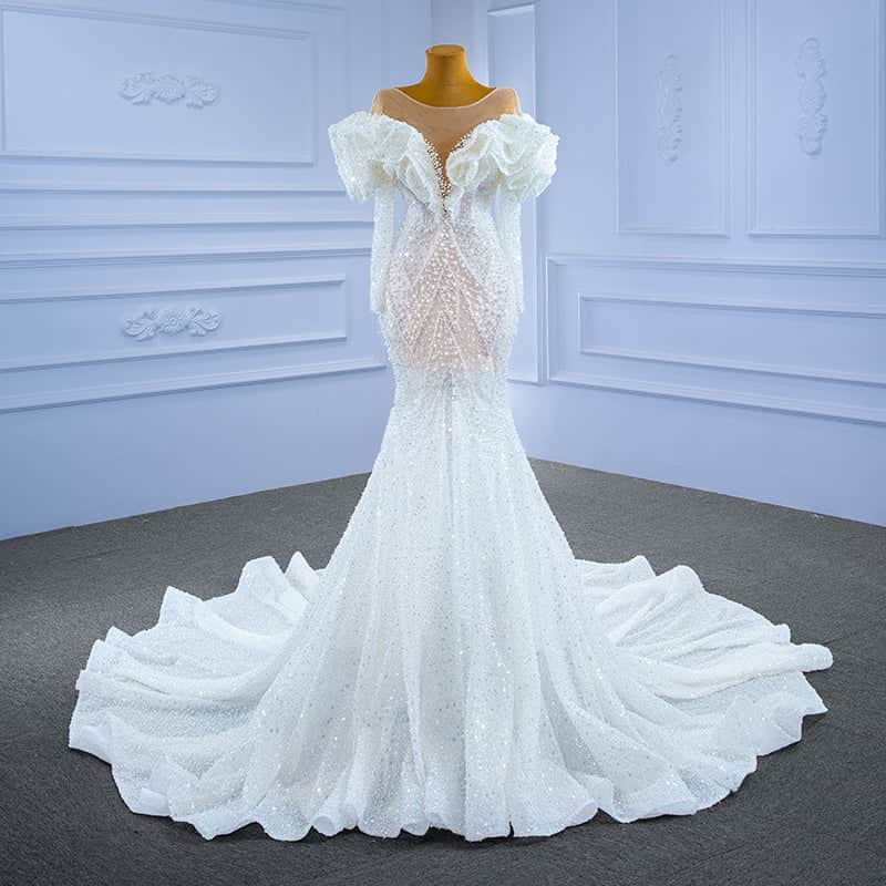 Vintage Mermaid Pearly Full Sleeve Dress K6U4L