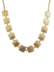 Vintage Square Shape Gold Collar Necklace