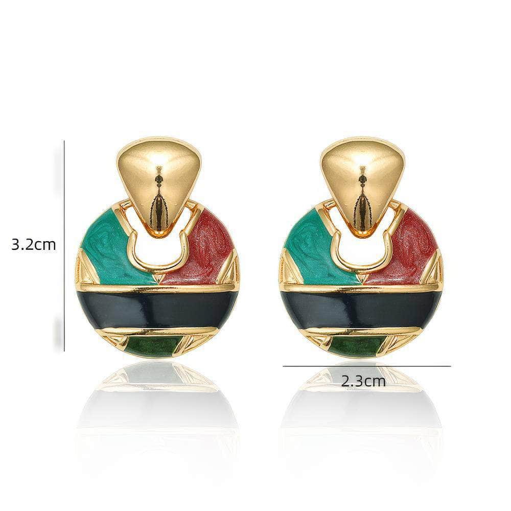 Vintage Tribal Glossy Gold Coral Statement Earrings
