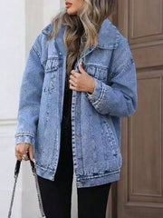 Washed Button Up Oversized Denim Jacket