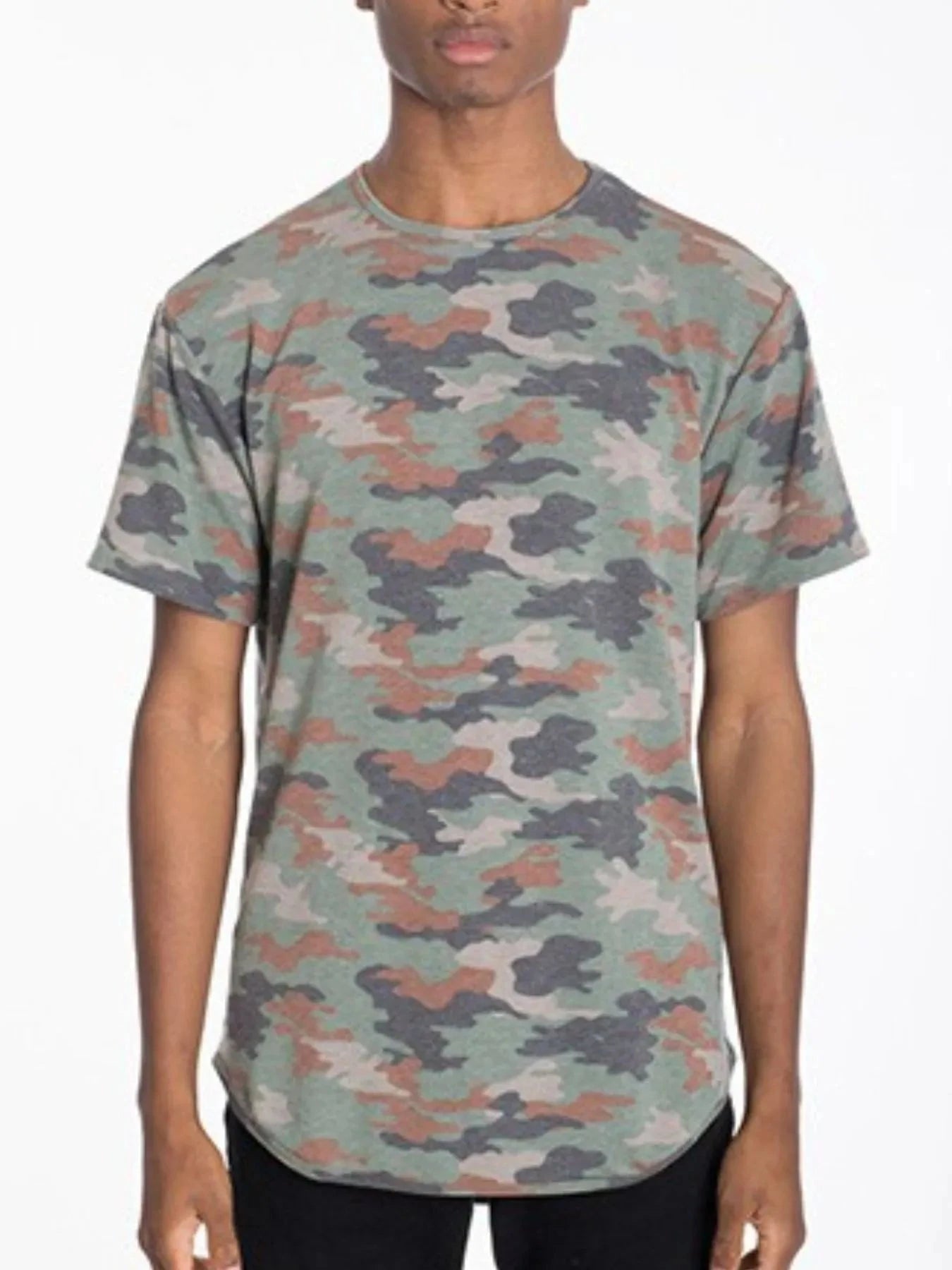 WEIV Men's Camo Elongate Scallop T-shirts OLIVE CAMO / S