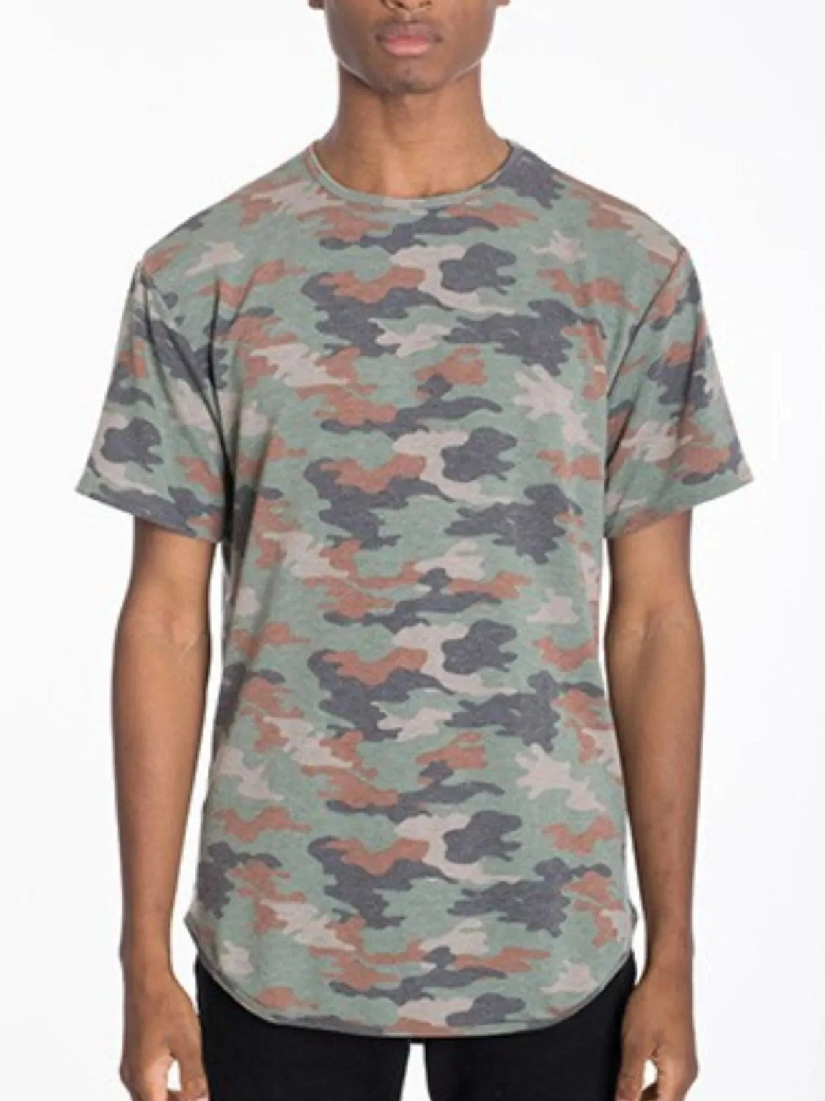 WEIV Men's Camo Elongate Scallop T-shirts OLIVE CAMO / S