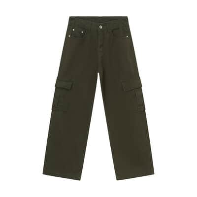 Wide Leg Cargo Jeans Army Green / L