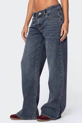 Wide Leg Jeans with Pockets Dusty Blue / L