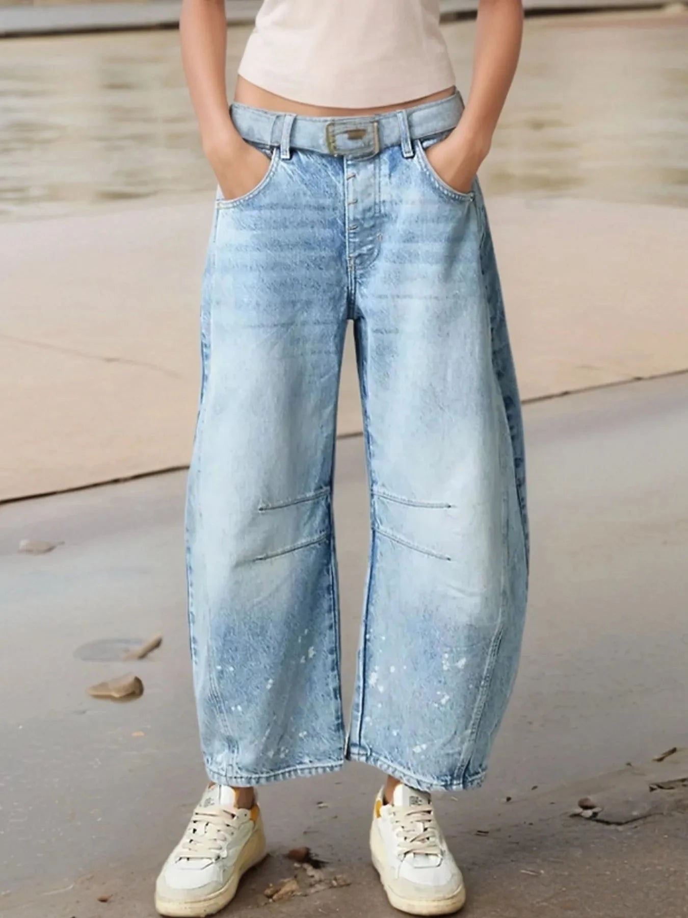 Wide Leg Relaxed Fit Jeans Light Blue / XS