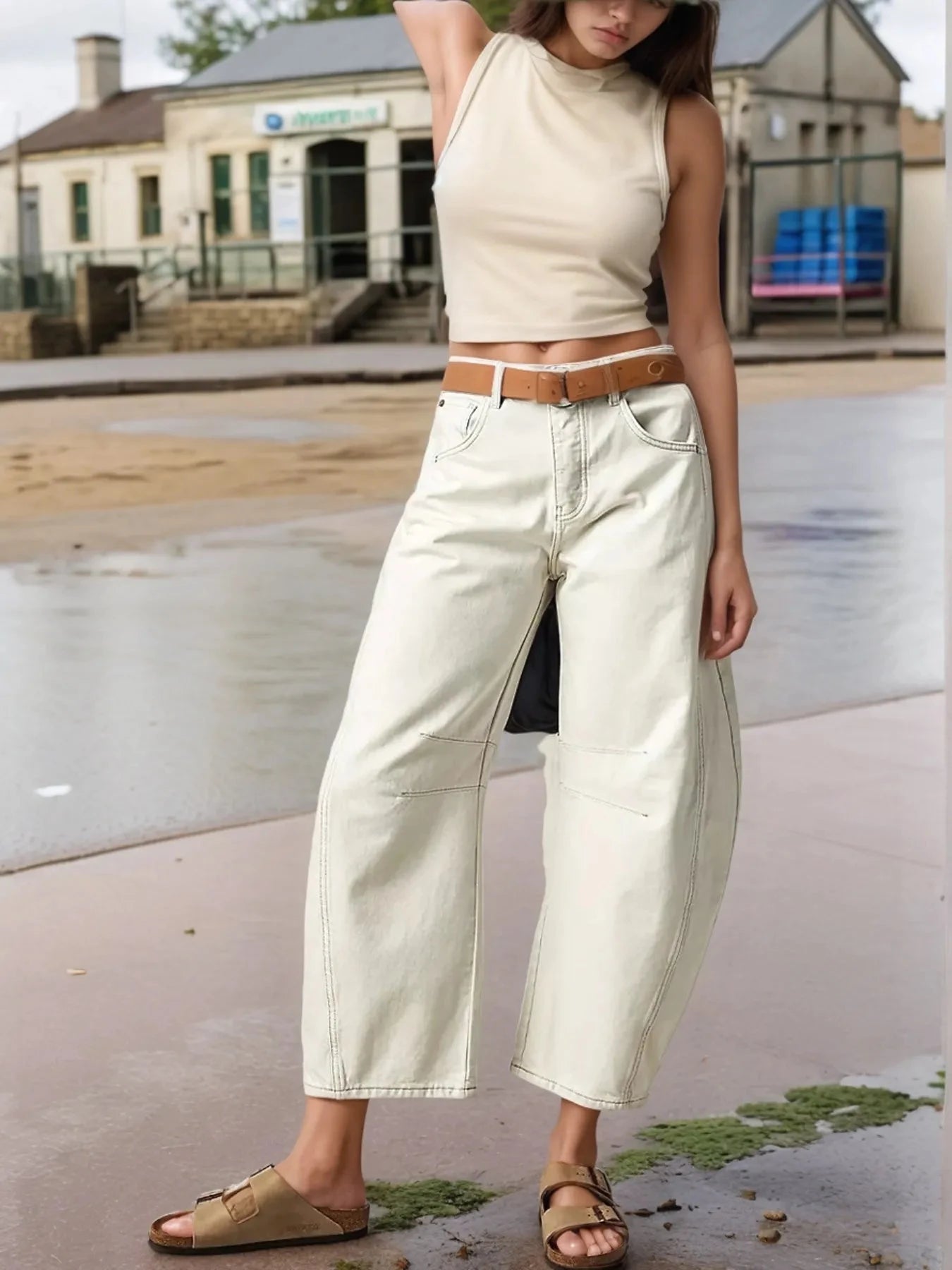 Wide Leg Relaxed Fit Jeans White / XS