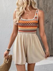Wide Strap Casual Romper Tan / S