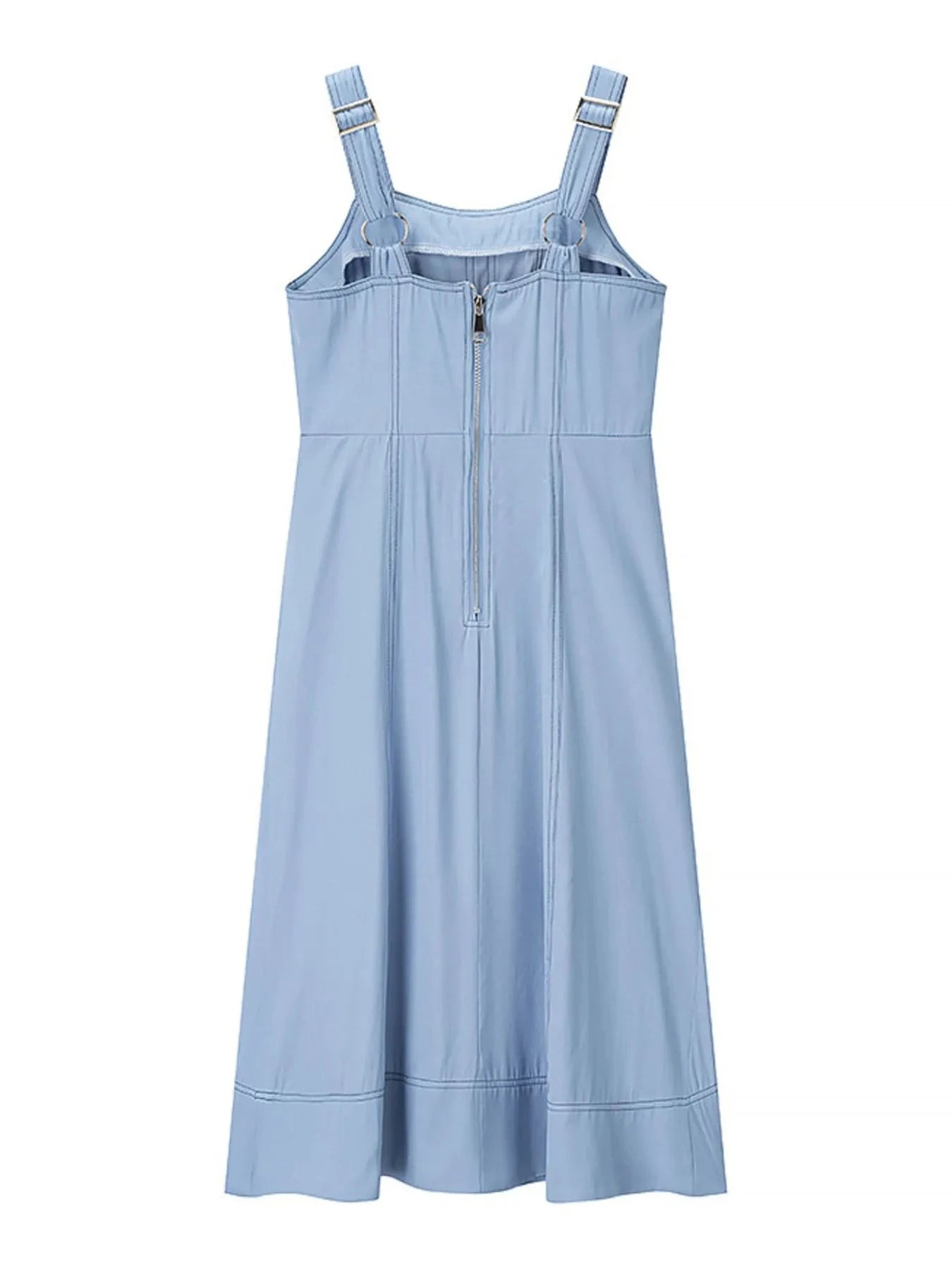 Wide Strap Sweetheart Neck Denim Dress