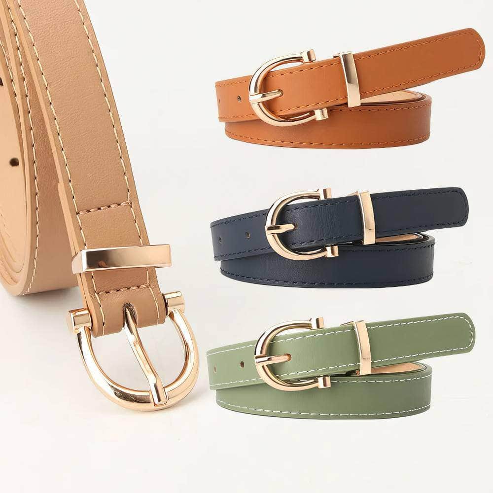 Women's Belts with Simple Metal Buckle