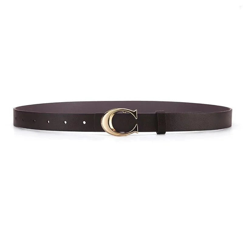 Women's Fashion C-shaped Buckle Thin Belt Coffee / 105cm