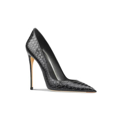 Women's Snakeskin Pointed Toe High Heel Pumps EU 32 / Black / 6CM