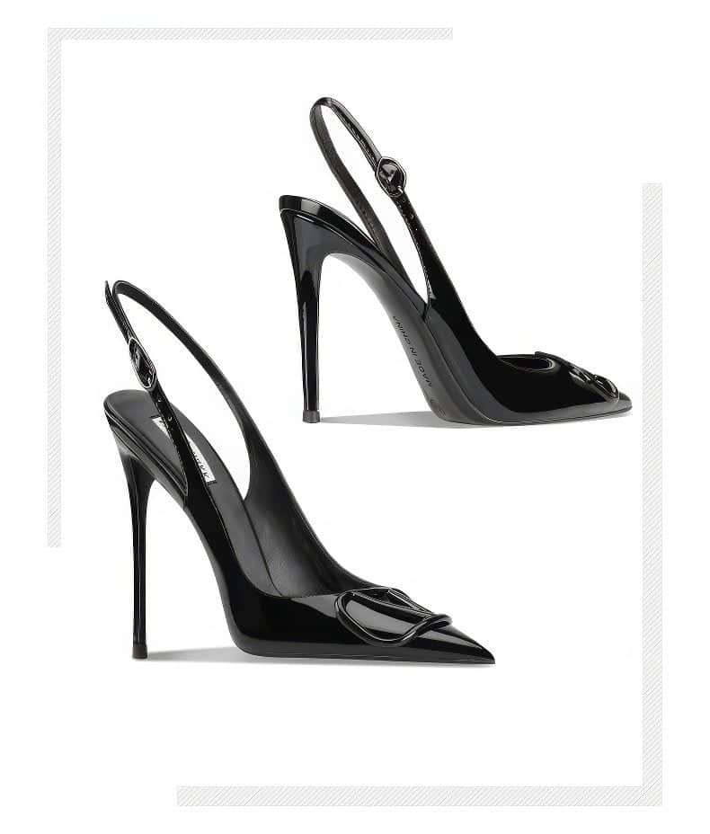 Women's SR Bigoudi Slingback Pointed Toe High Heels with Signature Buckle