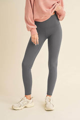 Yelete Full Size Fleece Lined High Waisted Leggings Gray / S