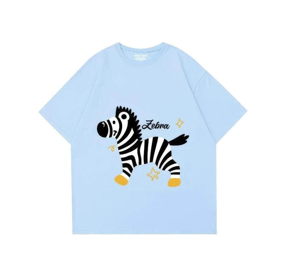 Zebra Print Oversized T-Shirt US 4 / Blue