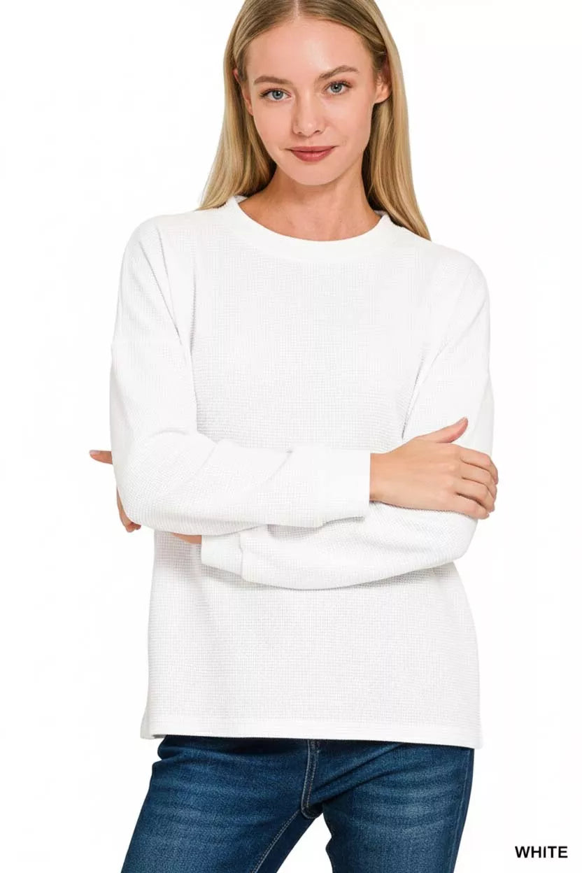 Zenana Double Knit Round Neck Long Sleeve Top