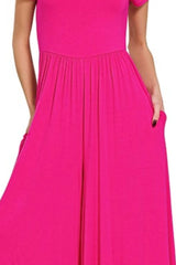 Zenana Double Layered Short Sleeve Jumpsuits