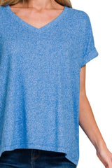 Zenana Soft Melange Hacci V-neck Tee