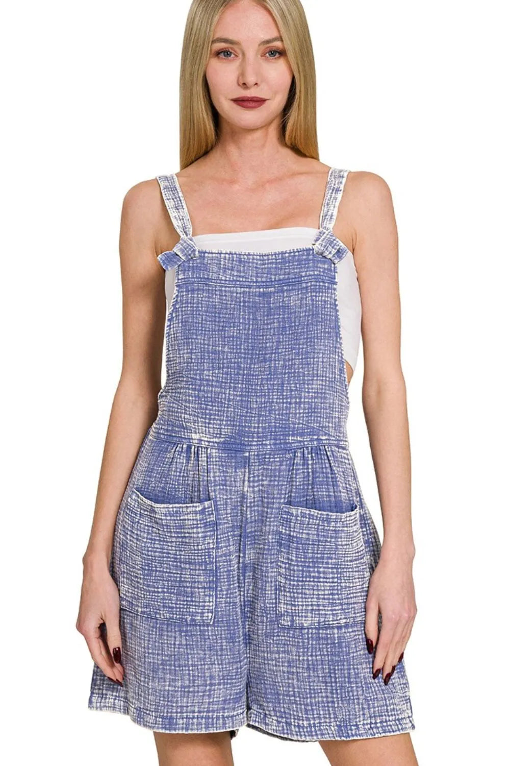 Zenana Woven Double Gauze Acid Washed Romper MARLIN / S
